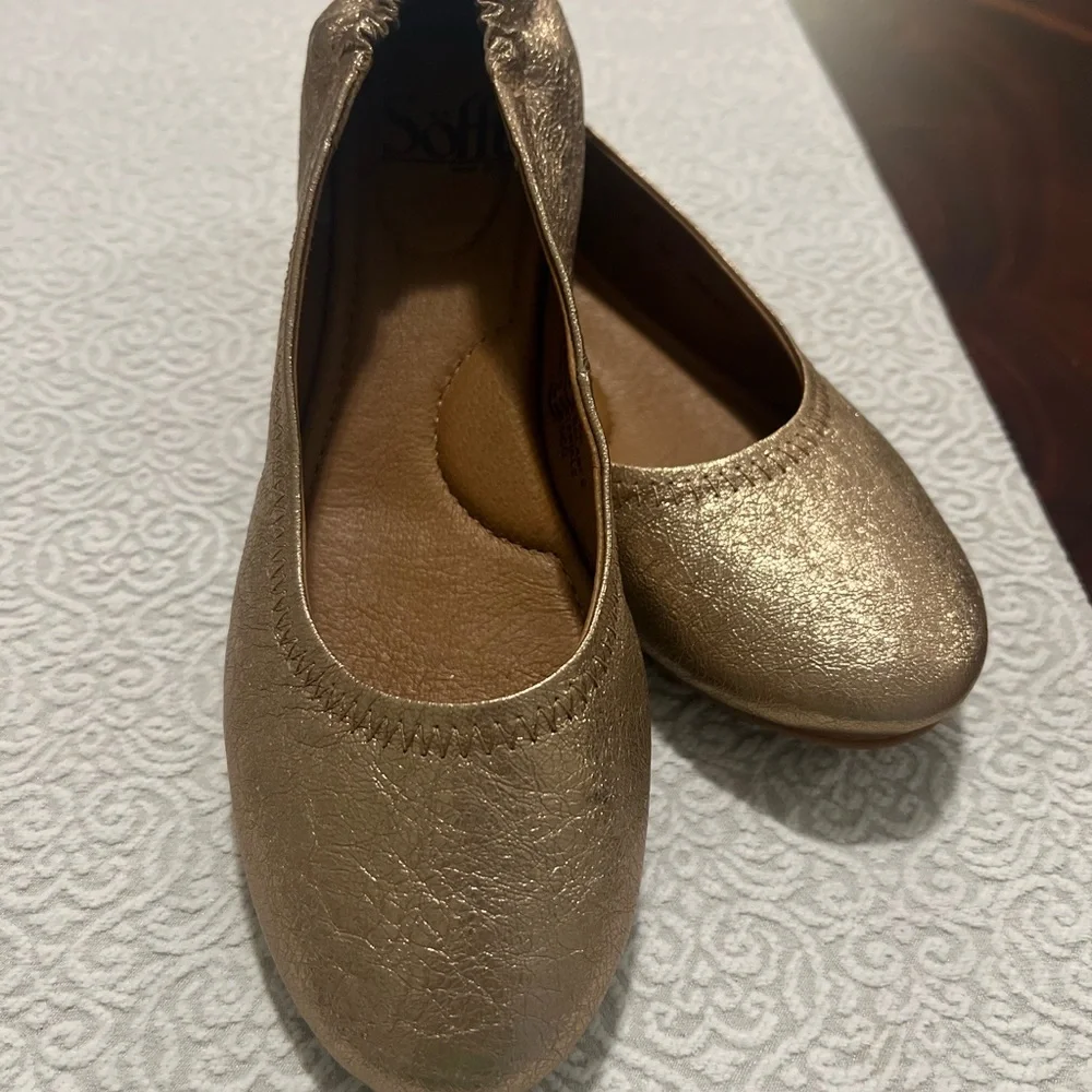 Sofft Shoes Leather Size 7 Kenni Soft Gold Scrunch Back Ballet Flats - Picture 3 of 11